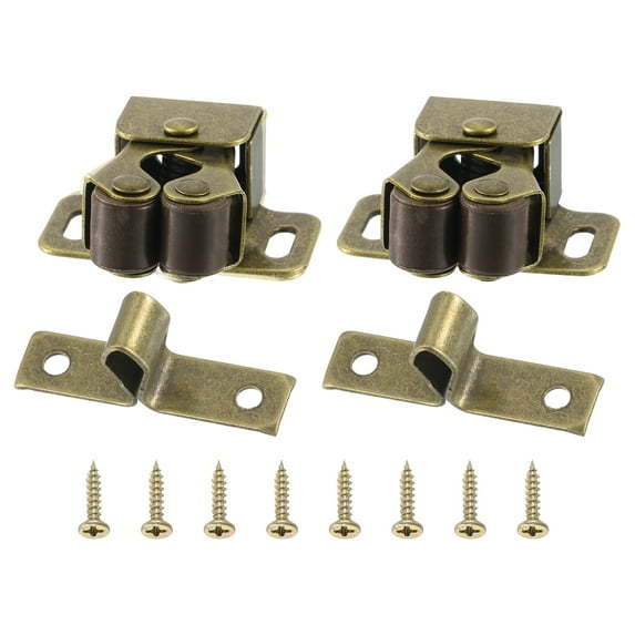 Uxcell Stainless Steel Cabinet Latches Wardrobe Double Roller Catch Spring Bead Hardware Latch, 2 Set Bronze