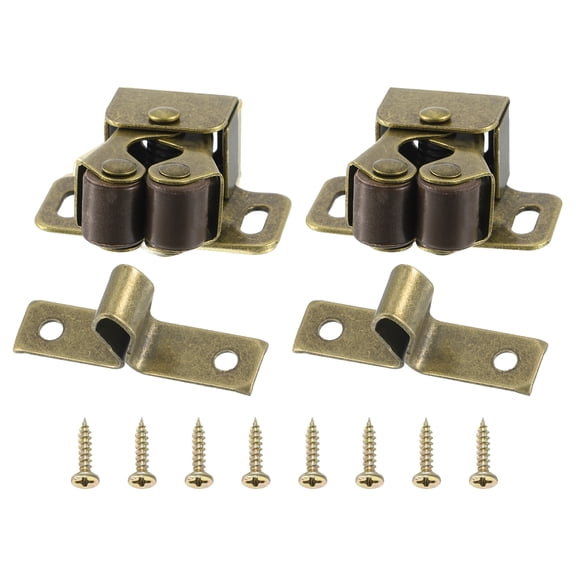 Uxcell Stainless Steel Cabinet Latches Wardrobe Double Roller Catch Spring Bead Hardware Latch, 2 Set Bronze