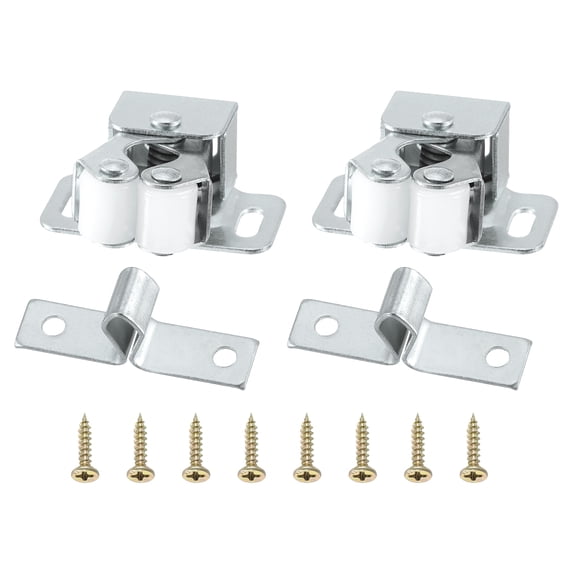 Uxcell Stainless Steel Cabinet Latches Wardrobe Double Roller Catch Spring Bead Hardware Latch, 2 Set Metallic