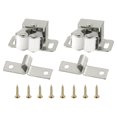 thumbnail image 1 of Uxcell Stainless Steel Cabinet Latches Wardrobe Double Roller Catch  Spring Bead Hardware Latch, 2 Set Silver Nickel, 1 of 6