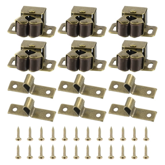 Uxcell Stainless Steel Cabinet Latches Wardrobe Double Roller Catch  Spring Bead Hardware Latch, 6 Set Bronze