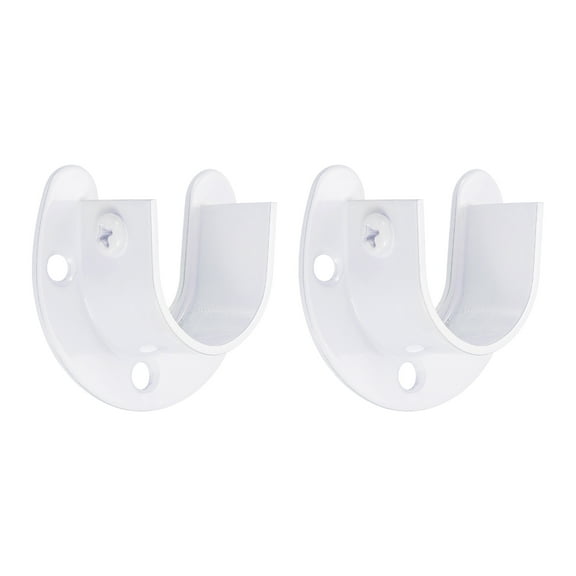 Uxcell Closet Rod Bracket Wardrobe Bracket U-Shaped Rod Sockets Flange White 0.98" 2pcs