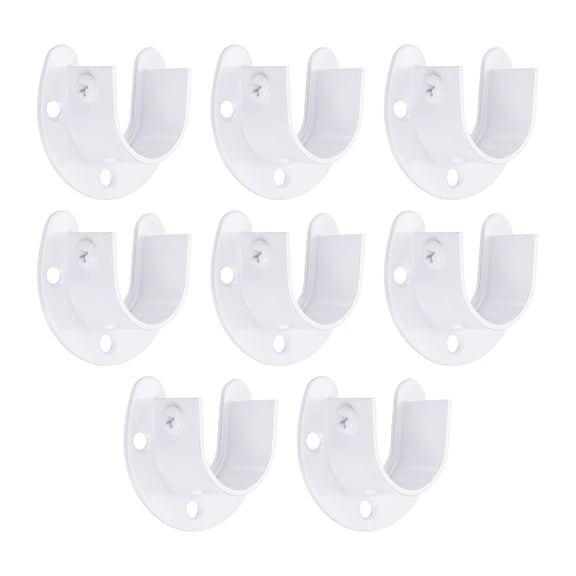 Uxcell Closet Rod Bracket Wardrobe Bracket U-Shaped Rod Sockets Flange White 0.98" 8pcs