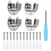 Uxcell Stainless Steel Closet Rod Holder Set U-Shaped 0.79" Dia Shower Rod Flange Socket Wardrobe Bracket