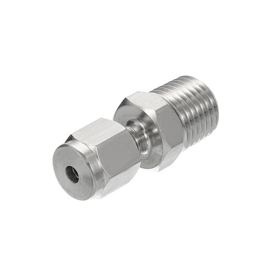 Uxcell Stainless Steel Compression Tube Fitting, Double Ferrules Compression Tube Fitting Straight Adapter Connect 1/4NPT x Φ1/8"