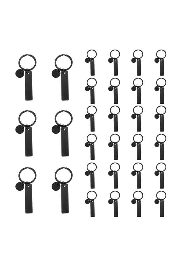 Stainless Steel Engraving Keychain Blanks, 30Pcs Metal Laser Engravable Stamping Blanks, Black (Rectangular)