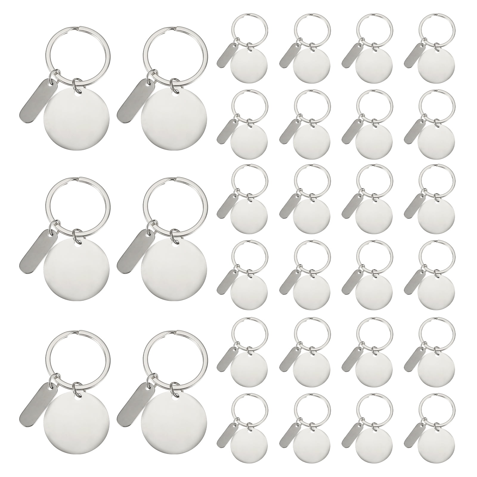 Uxcell Stainless Steel Engraving Keychain Blanks, 30Pcs Metal Laser Engravable Stamping Blanks, Silver (Round)