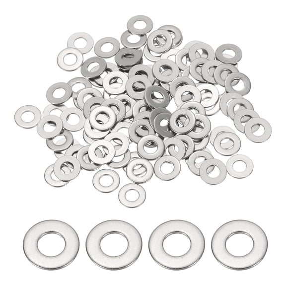 Uxcell Stainless Steel Flat Washers Round Metal Washer Small Spacer for Screws Bolts Nuts Assortment 100 M2.5 x 6mm x 0.5mm