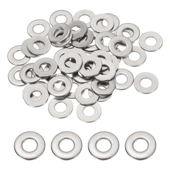 Uxcell Stainless Steel Flat Washers, Round Metal Washer Small Spacer for Screws Bolts Nuts Assortment 50 1/4" ID x 5/8" OD