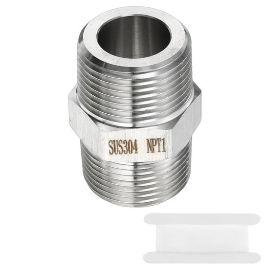 Uxcell Stainless Steel Hex Nipple 1" NPT Male x 1" NPT Male Pipe Fitting