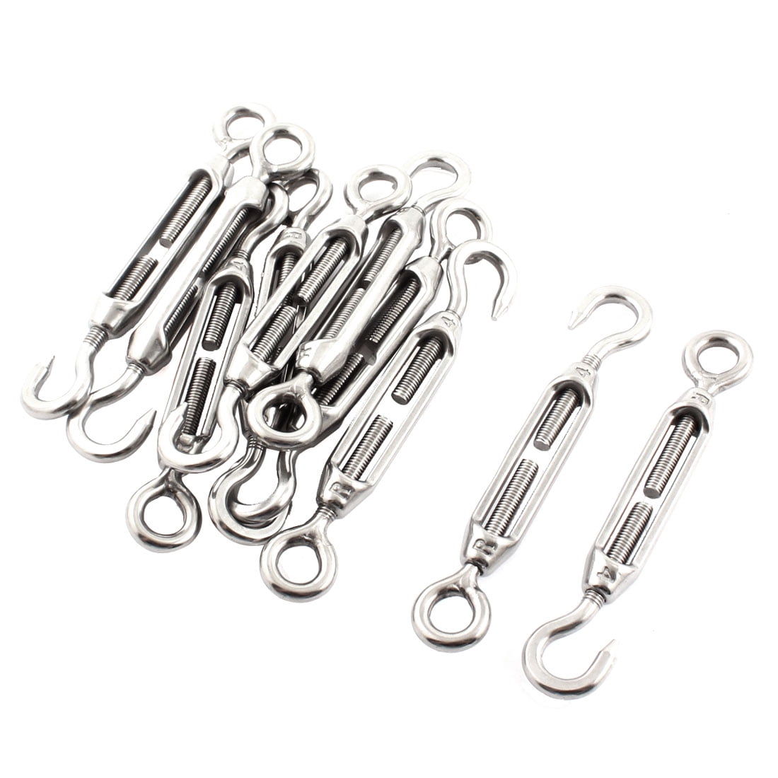 Uxcell Stainless Steel Hook Eye Turnbuckles for 4mm 1/8" Wire Rope (10