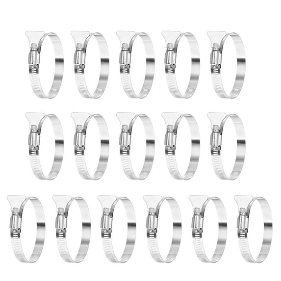 Uxcell Stainless Steel Hose Clamp, 16 Pcs 65-89mm (2.6-3.6Inch) Adjustable Thumb Screw Key Type Clamps Worm Gear Hose Clamp for Plumbing Fastener Tube Radiator Garden, Silver Tone