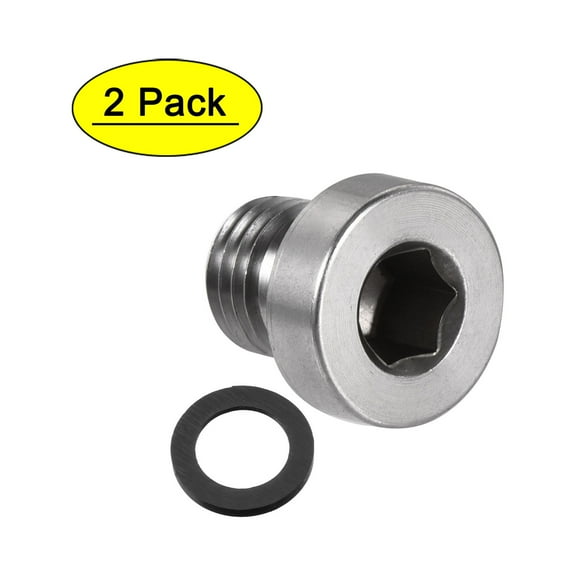 Uxcell Stainless Steel Inner Hex Head Pipe Plug with Seal Ring 2Pcs M8x1mm