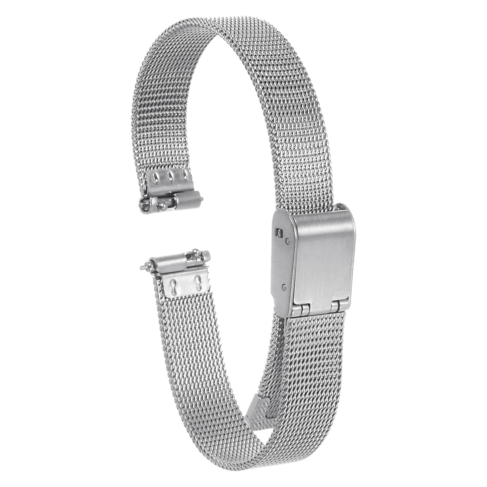 Uxcell Stainless Steel Mesh Watch Band 10mm Quick Release Adjustable Metal Watch Strap for Men Women Silver Tone