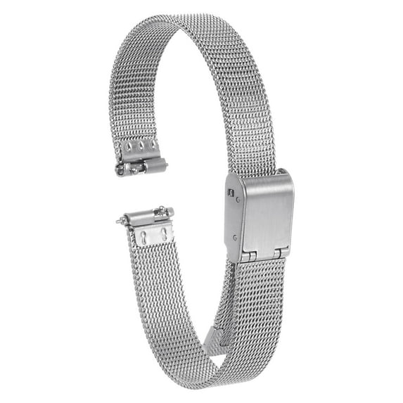 Uxcell Stainless Steel Mesh Watch Band 10mm Quick Release Adjustable Metal Watch Strap for Men Women, Silver Tone