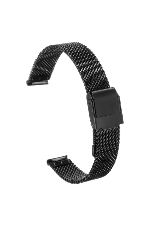 Stainless Steel Mesh Watch Band 12mm Quick Release Adjustable Metal Replacement Watch Strap for Men Women, Black