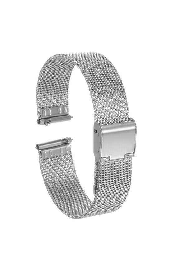 Stainless Steel Mesh Watch Band 12mm Quick Release Adjustable Metal Watch Strap for Men Women, Silver Tone