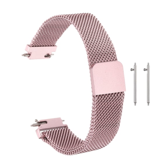 Uxcell Stainless Steel Mesh Watch Band 12mm Quick Release Metal Replacement Watch Strap with Magnetic Buckle for Men Women, Rose Pink