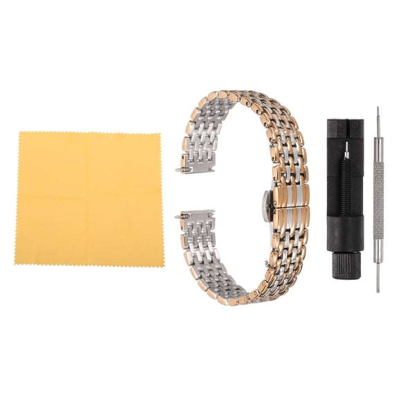 Uxcell Stainless Steel Mesh Watch Band 12mm Quick Release Metal Watch Strap Butterfly Replacement Bands Silver Rose Gold