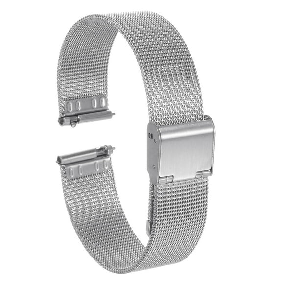 Uxcell Stainless Steel Mesh Watch Band 14mm Quick Release Adjustable Metal Watch Strap for Men Women, Silver Tone