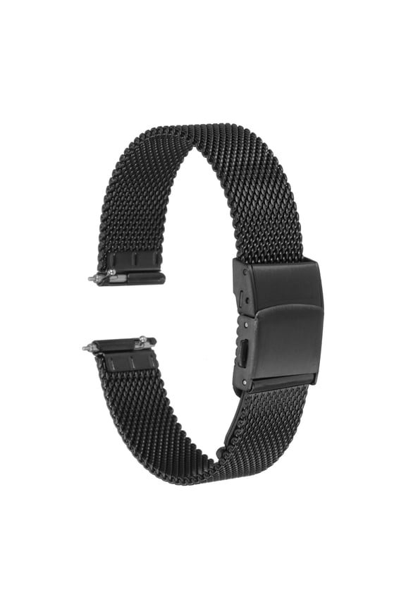 Stainless Steel Mesh Watch Band 14mm Quick Release Metal Replacement Strap Adjustable for Men Women, Black