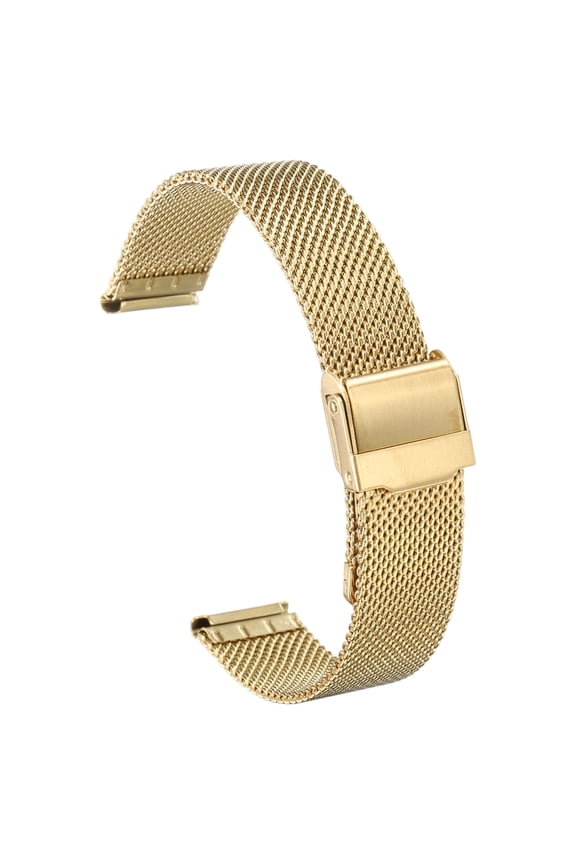Stainless Steel Mesh Watch Band 17mm Quick Release Adjustable Metal Replacement Watch Strap for Men Women, Gold