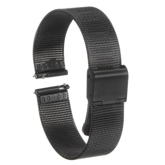 Uxcell Stainless Steel Mesh Watch Band 16mm Quick Release Adjustable Strap, Black