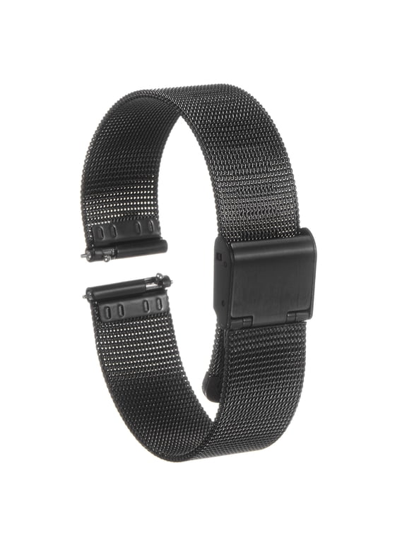 Stainless Steel Mesh Watch Band 16mm Quick Release Adjustable Strap, Black