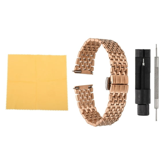Uxcell Stainless Steel Mesh Watch Band 16mm Quick Release Metal Watch Strap Butterfly Replacement Bands Rose Gold