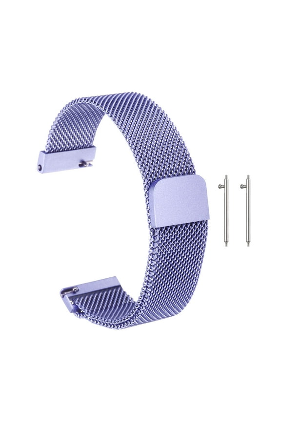 Stainless Steel Mesh Watch Band 18mm Quick Release Metal Replacement Adjustable Watch Strap with Magnetic Buckle for Men Women, Lavender