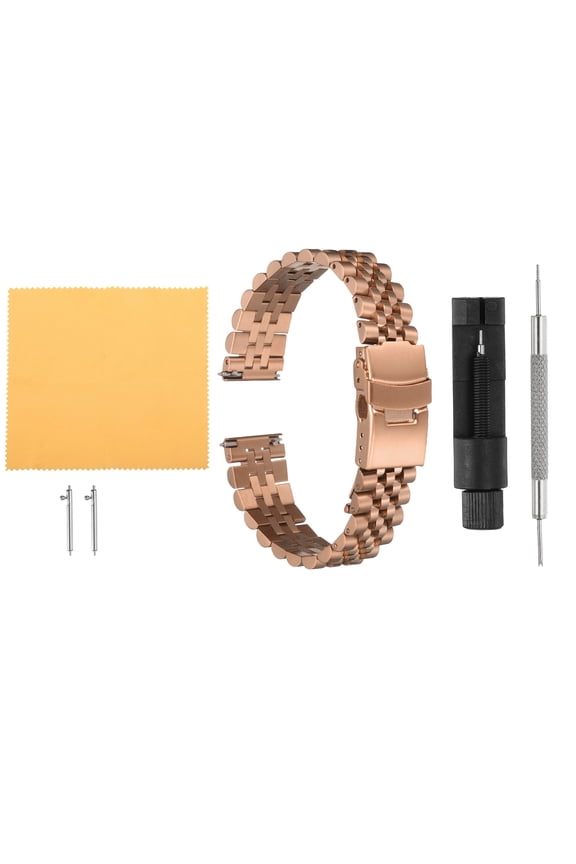Stainless Steel Mesh Watch Band 18mm Quick Release Universal Metal Watch Strap Double-Lock Deployment Clasp Replacement Bands for Men Women, Rose Gold