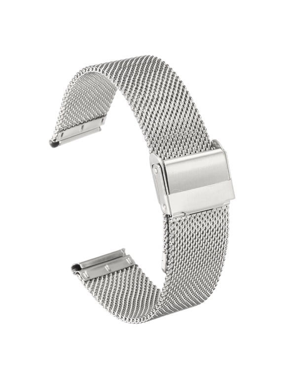 Stainless Steel Mesh Watch Band 19mm Quick Release Adjustable Metal Replacement Watch Strap for Men Women, Silver