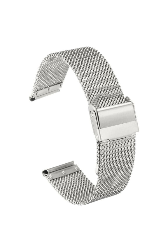 Stainless Steel Mesh Watch Band 19mm Quick Release Adjustable Metal Replacement Watch Strap for Men Women, Silver