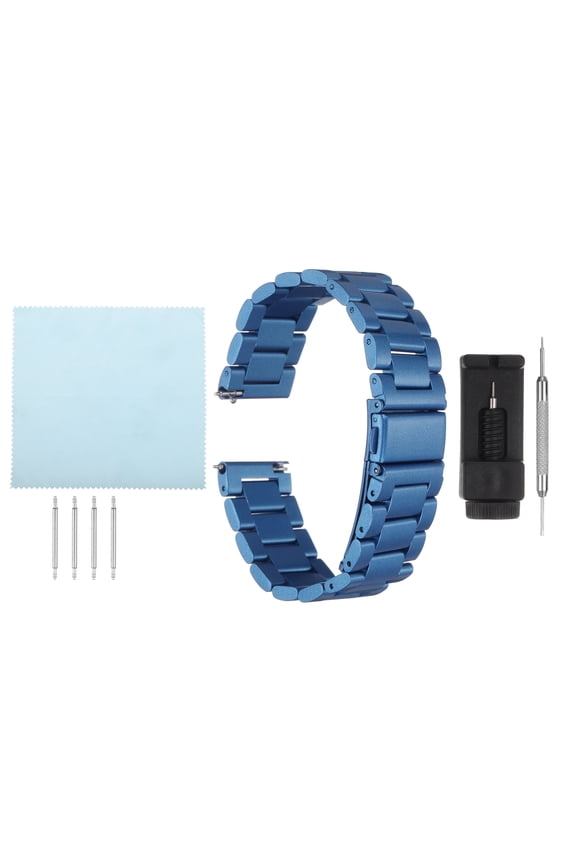 Stainless Steel Mesh Watch Band 20mm Quick Release Metal Folding Watch Strap Double-Lock Deployment Clasp Bands for Men Women, Blue