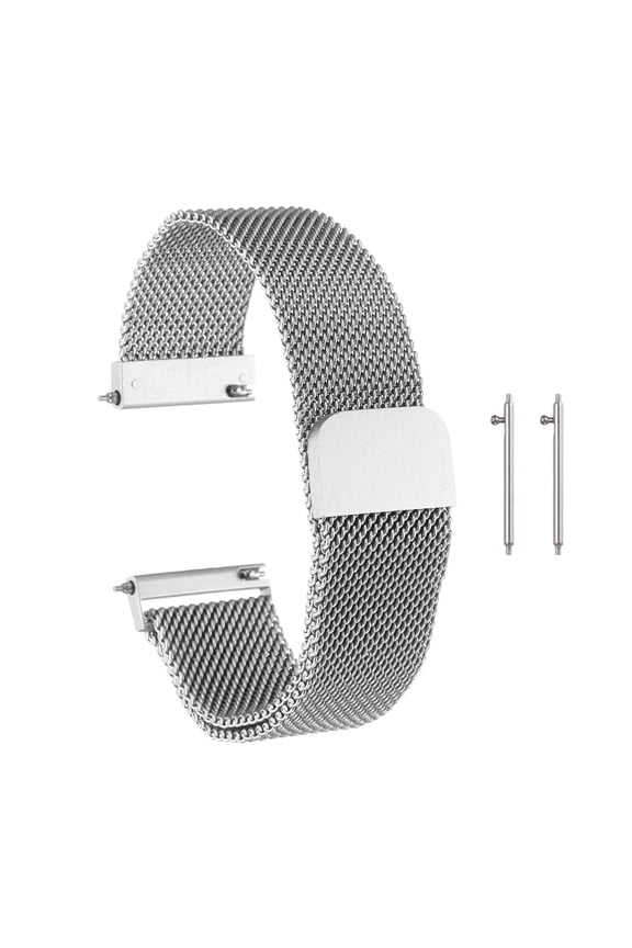Stainless Steel Mesh Watch Band 20mm Quick Release Metal Replacement Adjustable Watch Strap with Magnetic Buckle for Men Women, Silver Tone