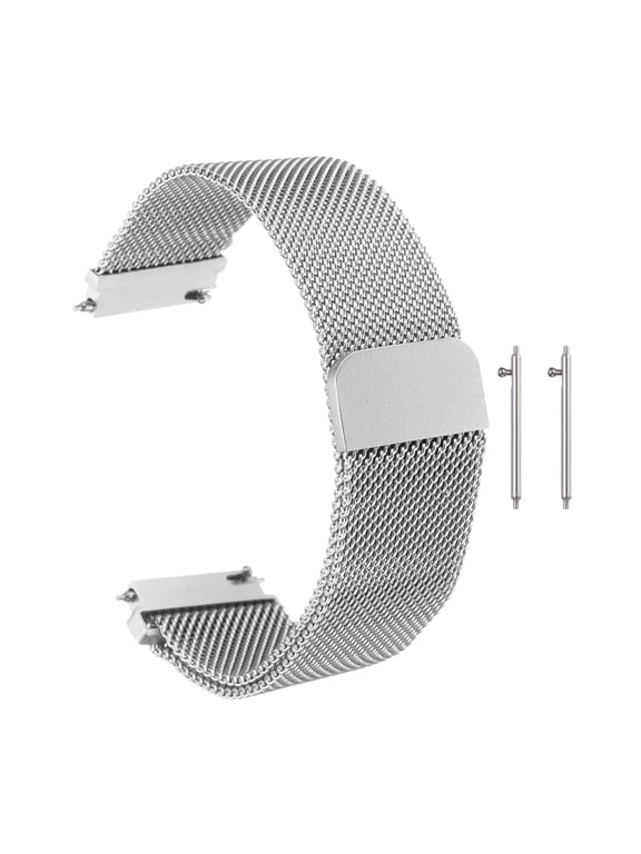 Stainless Steel Mesh Watch Band 20mm Quick Release Metal Replacement Watch Strap with Magnetic Buckle for Men Women, Silver Tone