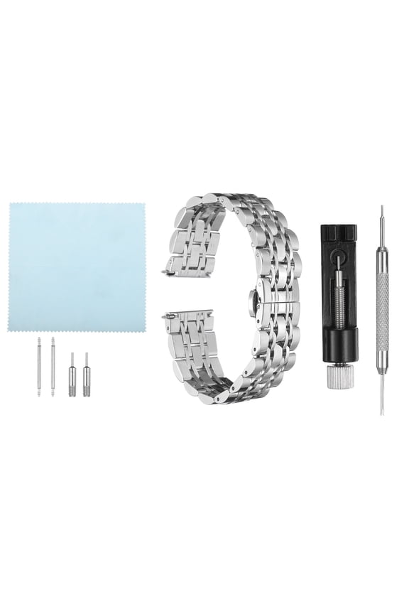 Stainless Steel Mesh Watch Band 20mm Quick Release Metal Watch Strap Adjustable Fold Butterfly Clasp Replacement Bands for Men Women, Silver