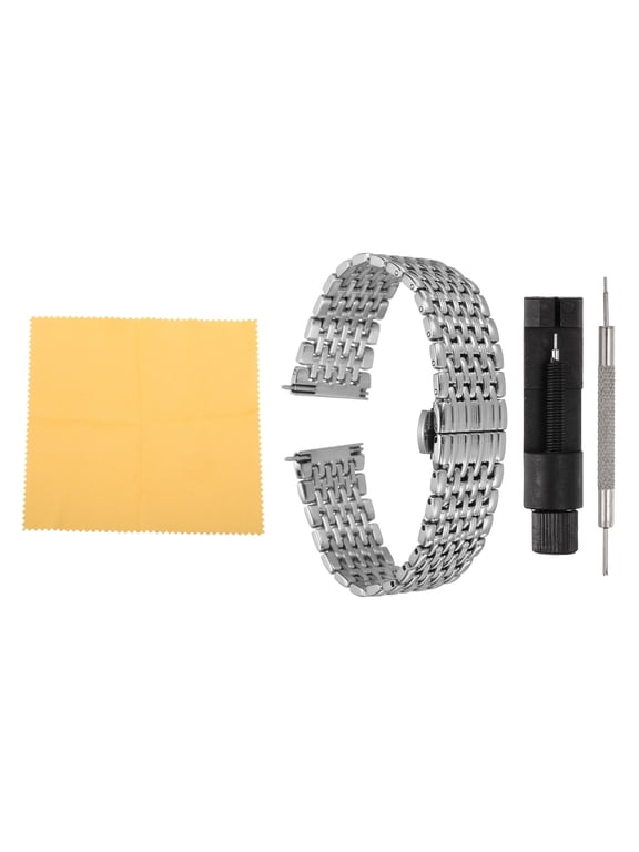Stainless Steel Mesh Watch Band 20mm Quick Release Metal Watch Strap Butterfly Replacement Bands Silver Tone