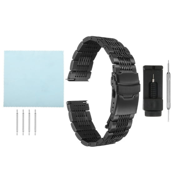 Uxcell Stainless Steel Mesh Watch Band 20mm Quick Release Metal Watch Strap Double-Lock Deployment Clasp Bands for Men Women, Black