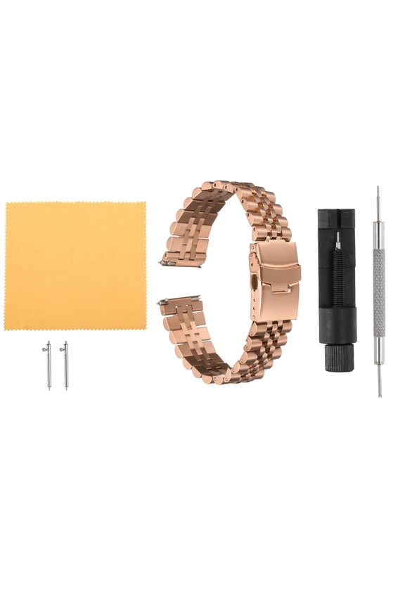 Stainless Steel Mesh Watch Band 20mm Quick Release Universal Metal Watch Strap Double-Lock Deployment Clasp Replacement Bands for Men Women, Rose Gold