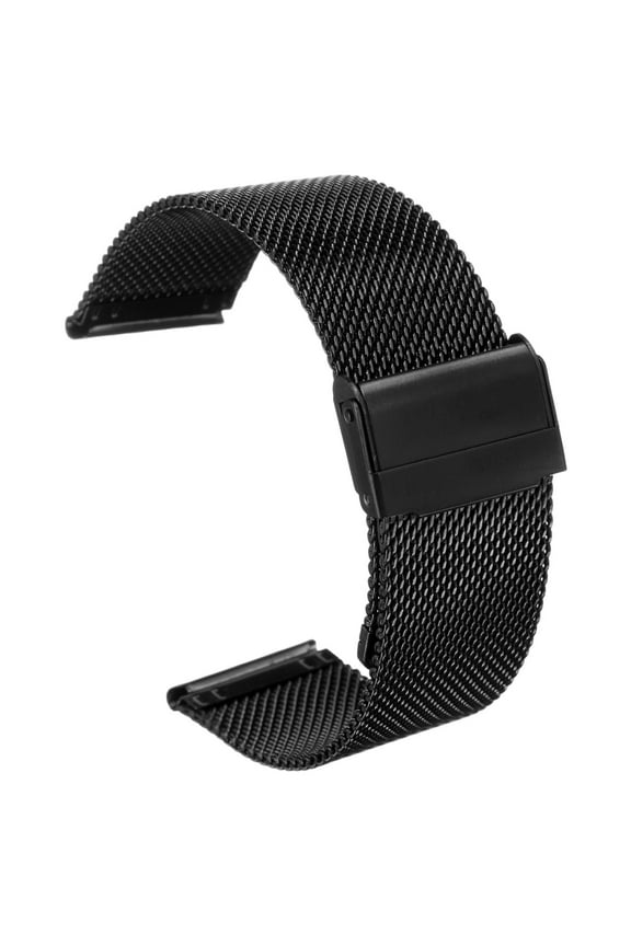 Stainless Steel Mesh Watch Band 22mm Quick Release Adjustable Metal Replacement Watch Strap for Men Women, Black