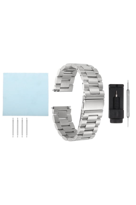 Stainless Steel Mesh Watch Band 22mm Quick Release Metal Folding Watch Strap Double-Lock Deployment Clasp Bands for Men Women, Silver Tone