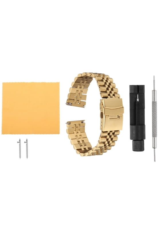 Stainless Steel Mesh Watch Band 22mm Quick Release Universal Metal Watch Strap Double-Lock Deployment Clasp Replacement Bands for Men Women, Gold Tone