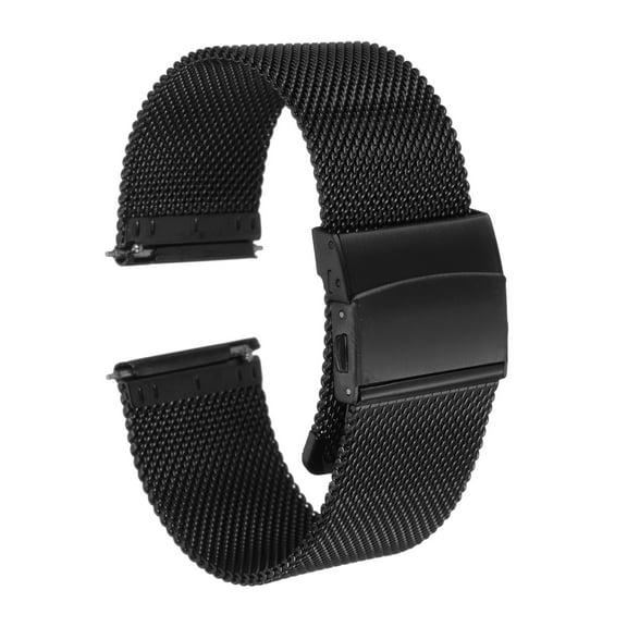Uxcell Stainless Steel Mesh Watch Band 24mm Quick Release Metal Replacement Strap Adjustable for Men Women, Black