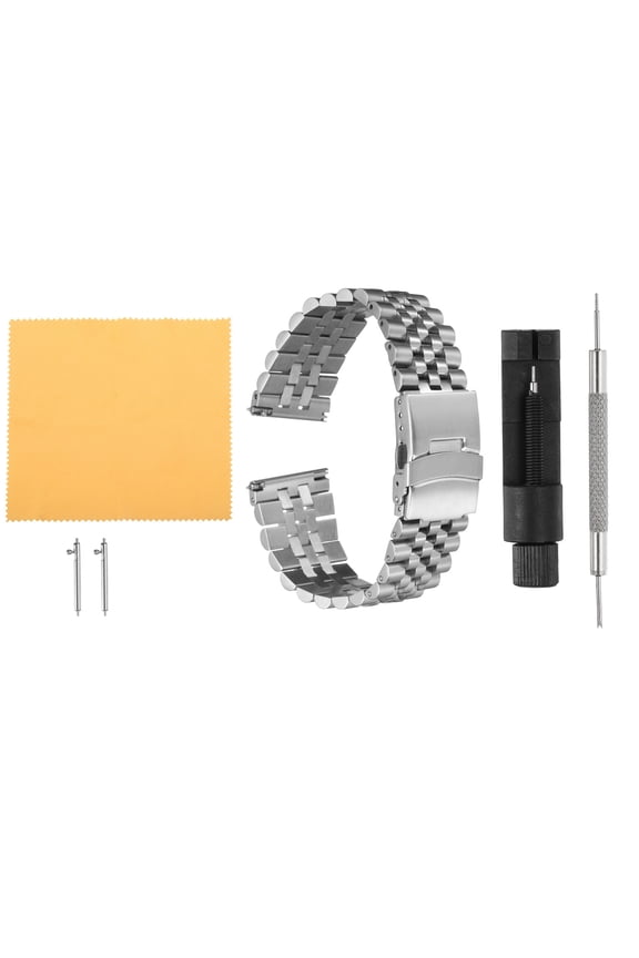 Stainless Steel Mesh Watch Band 24mm Quick Release Universal Metal Watch Strap Double-Lock Deployment Clasp Replacement Bands for Men Women, Silver Tone