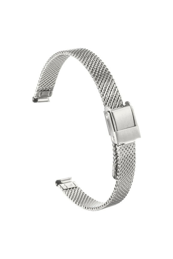 Stainless Steel Mesh Watch Band 8mm Quick Release Adjustable Metal Replacement Watch Strap for Men Women, Silver