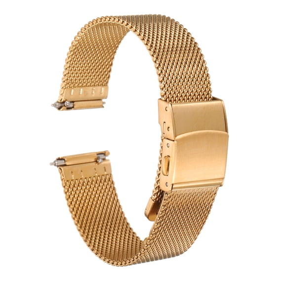 Uxcell Stainless Steel Mesh Watch Band Quick Release Metal Watch Strap Adjustable Fold Clasp Replacement Bands Rose Gold 16mm