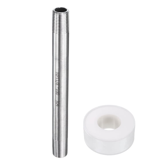 Uxcell Stainless Steel Nipple Pipe Fitting 1/8" NPT x 1/8" NPT Male Threaded 3.94" Length Nipple Cast Pipe for Connecting Extending Beer Machine Bathroom Gas Air Plumbing