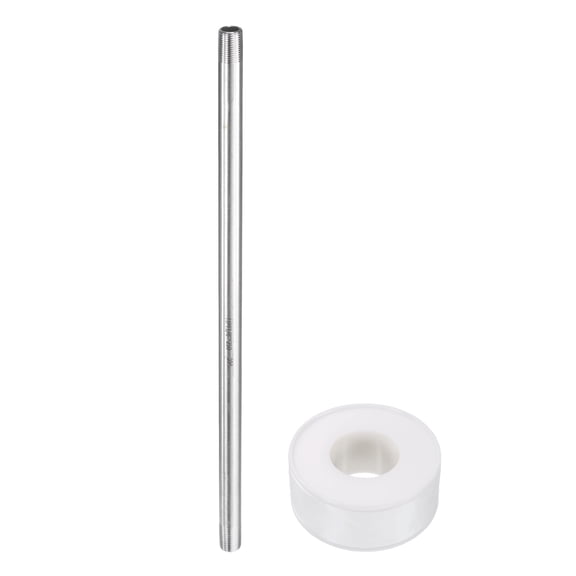 Uxcell Stainless Steel Nipple Pipe Fitting 1/8" NPT x 1/8" NPT Male Threaded 9.84" Length Nipple Cast Pipe for Connecting Extending Beer Machine Bathroom Gas Air Plumbing