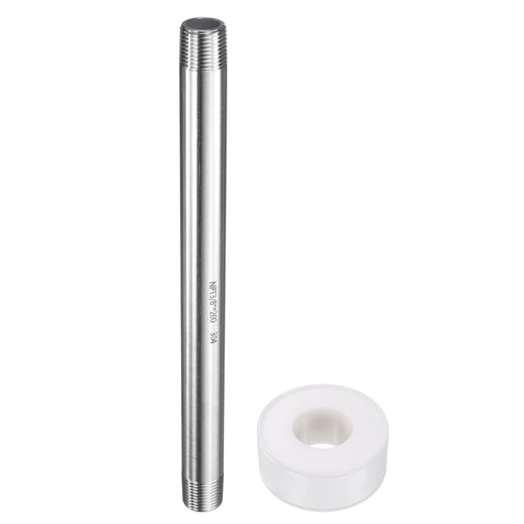 Uxcell Stainless Steel Nipple Pipe Fitting 3/8" NPT x 3/8" NPT Male Threaded 7.91" Length Nipple Cast Pipe for Connecting Extending Beer Machine Bathroom Gas Air Plumbing